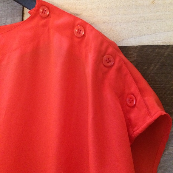 Vintage Orange Top with Cute Button Detail, sz 12 - Picture 2 of 5